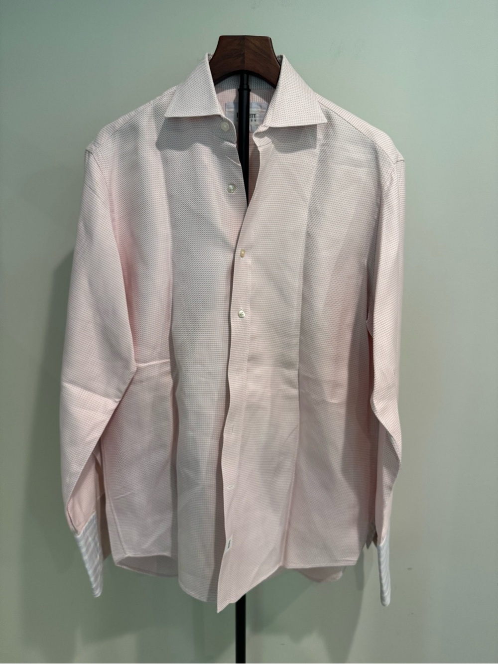 Emmett London Men's Shirt 15.5" 39cm‎ White Pink Dress Long Sleeve Button Up